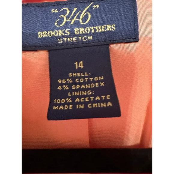Brooks Brothers 346 Peach Pea coat Light Weight Jacket Cotton Blend Lined Sz 14 - Picture 3 of 4